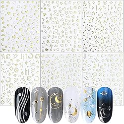 12 Sheets Gold Nail Art Stickers Decals,Nail