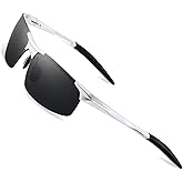 RONSOU Mens Sunglasses Polarized Sport UV Protection Ultralight Al Mg Sunglasses for Men Fishing Driving Golf