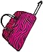 World Traveler Pink Black Zebra Rolling Wheeled Duffle Bag 21-inch