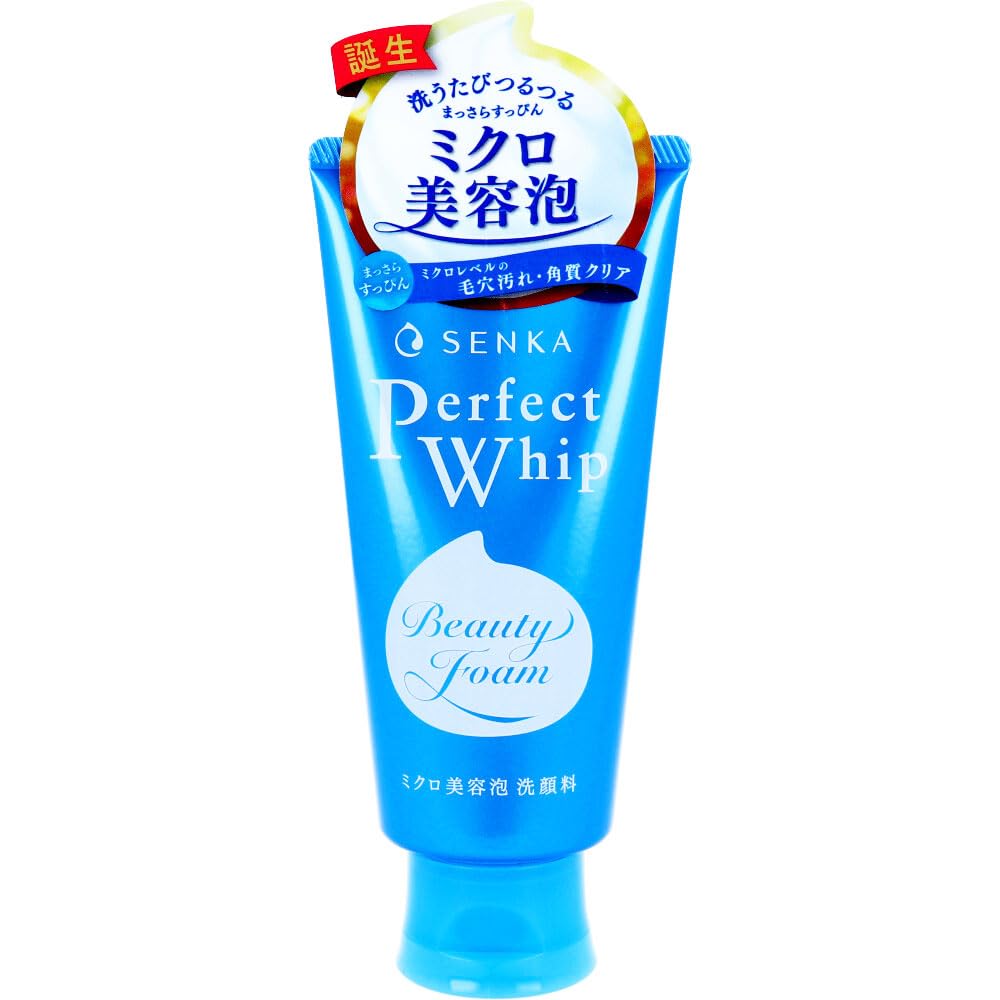 Senka Perfect Whip 120g, Moisturizing Facial Cleansing Foam, Enriched with Silk and Hyaluronic Acid, Made in Japan