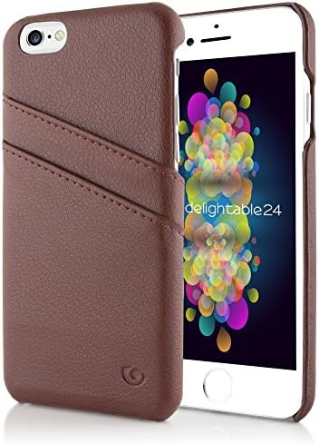 NALIA Leather Hardcase compatible with iPhone 6 6S, Ultra-Thin & Shockproof Mobile Cell Case with Card Slots, Slim-Fit Protective Back Cover, Rugged Smart-Phone Protector Backcase Bumper Etui - Brown