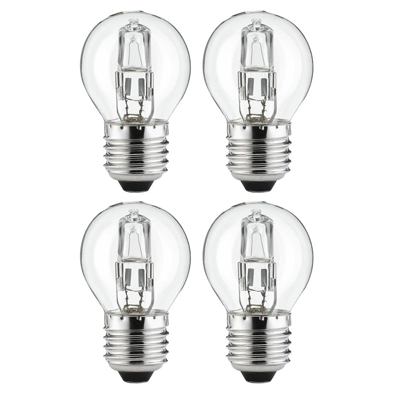 Lampwise 4X 28W (40W) Halogen Clear Golf Ball Bulb - E27 Base, Warm White, Dimmable