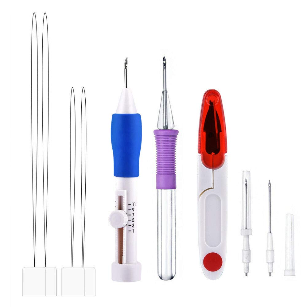 Magic Embroidery Pen Punch Needle Embroidery Patterns Punch Needle Kit Craft Tool Embroidery Pen Set, Threads for Sewing Knitting DIY Threaders