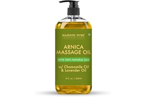 MAJESTIC PURE Arnica Massage Oil for Massage Therapy - Refreshing, and Relaxing - Natural Oils with Lavender & Chamomile Essential Oils - for All Skin Types - Men and Women - 8 fl oz