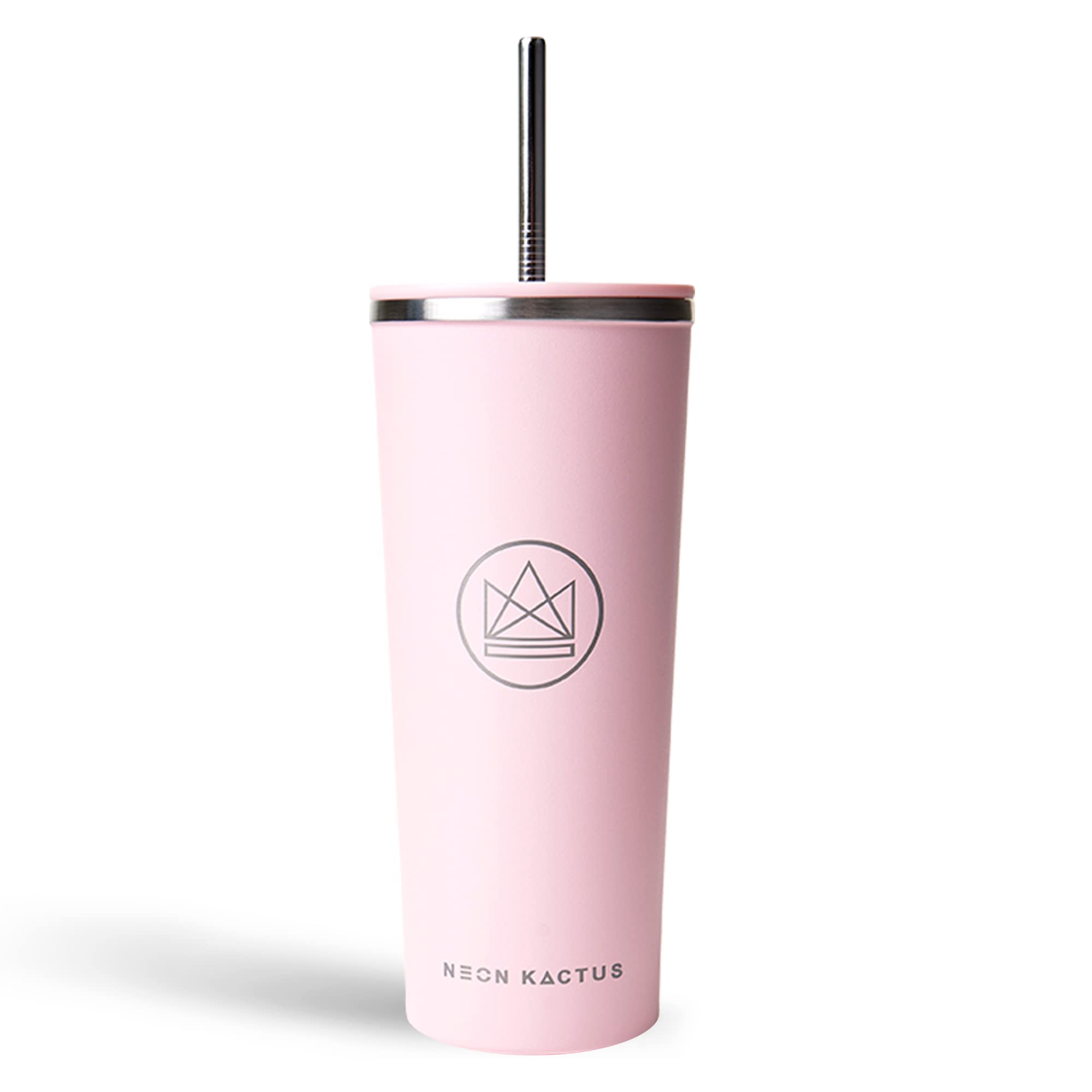 Neon Kactus - Pink Flamingo Stainless Steel Tumbler, Insulated Tumblers with Straw and Flip Lid, Double Wall Vacuum Insulated Tumbler Cup for Hot and Cold Drinks, 24oz Capacity