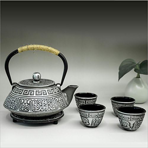 Teapot Iron Kettle, Cast Iron Kettle, Handmade, Uncoated, Copper Lid, Tea Set 1300ML (4kg) (PATTERN : 5)