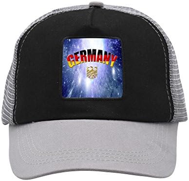 LSSZYSZ German flag 3D Printing Mesh Cap Adjustable Unisex Snapback Trucker Hat For Men Women Gray
