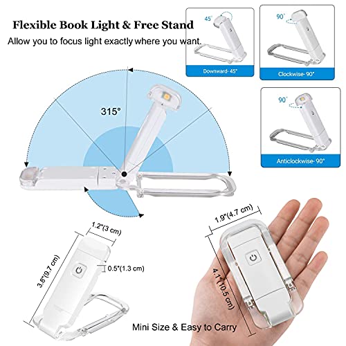 USB Rechargeable Book Light, for Kids Reading in Bed, LED Clip on Book Reading lamp, 3 Colors, 9 Brightness Adjustable Level, for Eye Care at Night, Warm White, Perfect Gift for Bookworms (White)