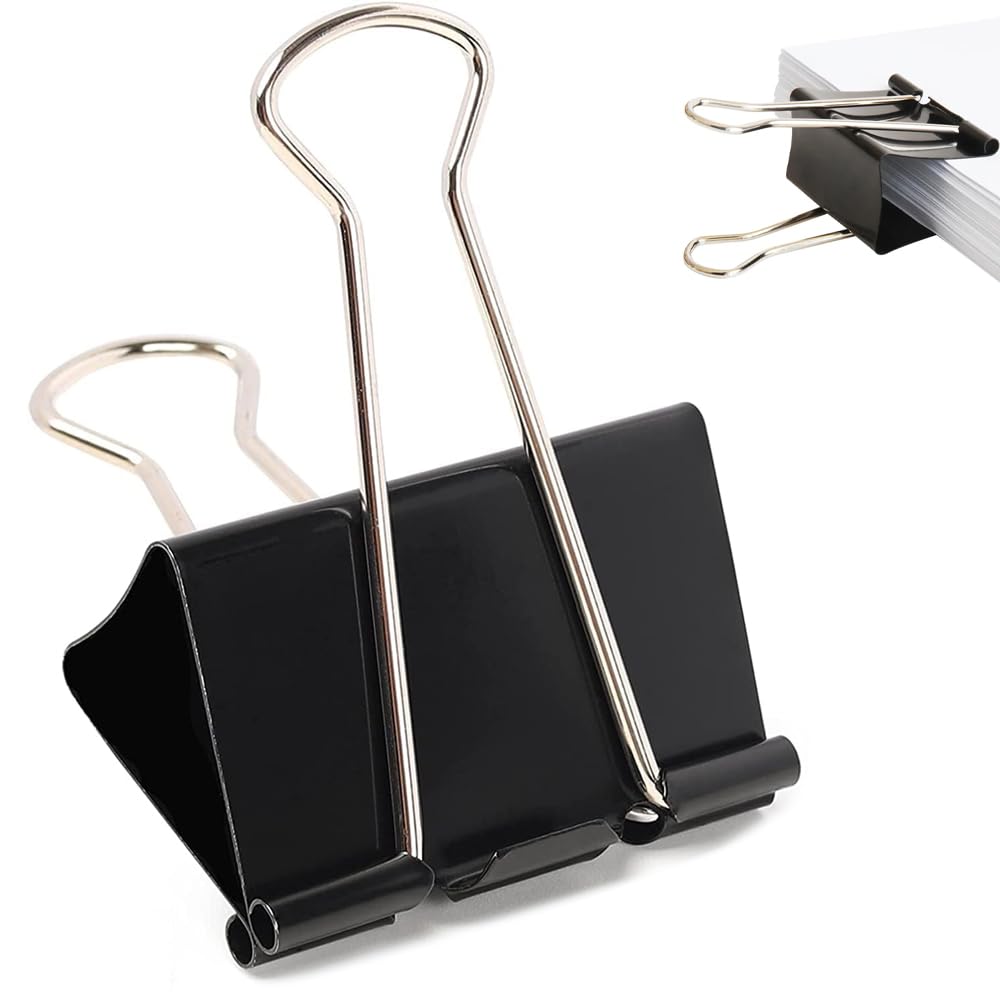 Bulldog Clips, 60PCS Binder Clips, 32mm Foldback Clips Medium Paper Clamps Binder for Office Home School-Black