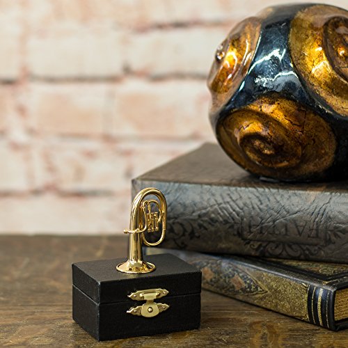 Tuba Miniature Replica Gold Brass Tone 1.5 x 2 Resin Stone Tabletop Figurine
