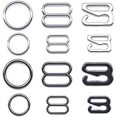 120PCS Metal Bra Strap Hooks &ndash; Replacement Clasps for Swimsuits | Bra strap rings，Clips for lingerie，3 styles, 2 sizes，8mm &amp; 12mm fit，Metal sliders hold，DIY craft repair