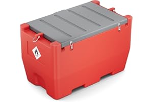 BREARO Portable Fuel Tank With Pump, 50 Gallon Gasoline & Diesel Transfer Tank with 10.6 GPM Flow Rate 12V Transfer Pump,13.1ft Rubber Hose Diesel Fuel Tank, Red