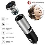 Gosund XP01 2 in 1 Mini Wireless Bluetooth Earbud USB Headphone Car Charger Car Adapter Headset Hands-Free kit Bluetooth earphones with Mic Kit (Silver)