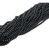 Pamir Tong 600PCS Black Glass Round Beads Bulk, Imitative Jade Beads, Lava Beads, Bracelet Loose Beads for Jewelry Making Earring, Necklaces, and DIY Crafts (8mm Black)