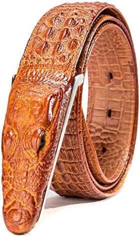 Sunahead Men's Genuine Leather Belt for Casual Wear (115 inch (115cm), Yellow)