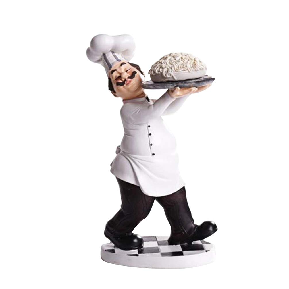 SUPVOX Resin Cooks Characters Figurines Delicate Sculpture Home Ornaments for Table Shelf Kitchen Decoration 4.72X3.07X9.29 Inch Chef Statue for Bakery Hotel Display