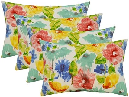 RSH Décor Set of 4 Indoor/Outdoor Lumbar Rectangular Throw Pillows (12"x20") Ardrossan Springtime