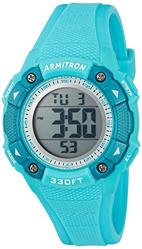 Armitron Sport Women's 45/7081LBL Digital Chronograph Teal Resin Strap Watch