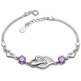 kelistom 925 Sterling Silver Bracelets for Women Teens, Love Heart Charm Chain Bracelet Bangle Fashion Jewelry Gifts