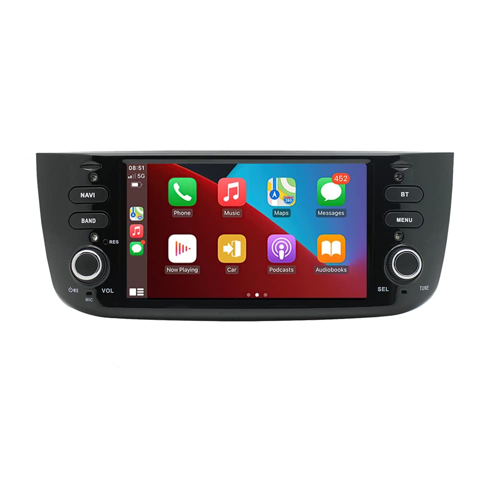 BOOMBOOST Android Car Radio Stereo Wireless CarPlayer Android Auto 7 Inch 2 Din Touch Screen Carplayer Support GPS/Mirror Link/WiFi/Bluetooth/FM Compatible with Fiat Punto