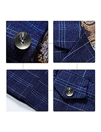 Traje de 3 piezas para hombre, diseño de cuadros, color azul y negro