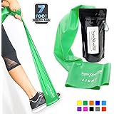 SUPER EXERCISE BAND Light GREEN Resistance Band. Your Home Gym Fitness Equipment Kit for Strength Training, Physical Therapy, Yoga, Pilates, Chair Workout | LATEX FREE For ALLERGIC SAFETY | 7 ft
