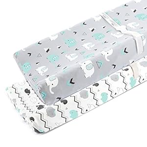 Stretchy Changing Pad Covers for Boys Girls ,2 Pack Jersey Knit ,Elephant & Whale
