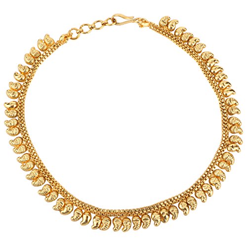 Adiva bridal wedding golden copper leg payal anklet for women gir…