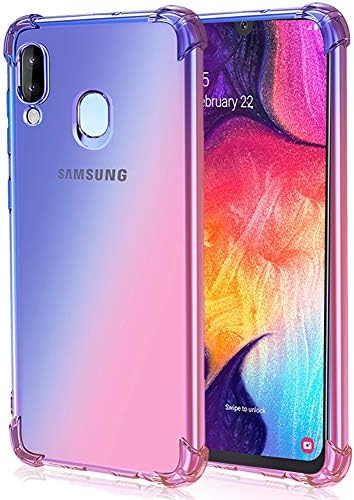 Starhemei for Galaxy A20 Case, Galaxy A30 Case, Shockproof Gasbag Case Gradient Color Anti-Fall Soft Silicone Anti-Drop Phone Case for Samsung Galaxy A20 (Blue&Pink)