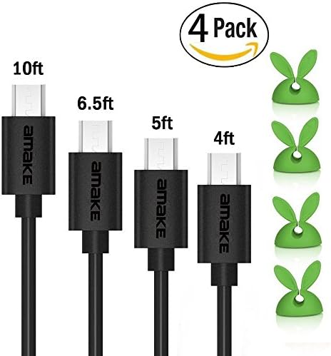 Micro USB Charger Cable,(4-Pack)Super Long Durable Charging and Syncing Cord for Android Phones,Kindle Fire,Tablet,MP3,Camera,Powerbank,Samsung Galaxy S7 Edge/S6,Note 5/4/3,Huawei,Nokia,Nexus,Sony etc