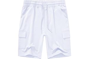 YuKaiChen Men's Casual Cargo Shorts Classic Relaxed Fit Drawstring Elastic Waist with Pockets