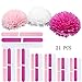 Coceca 21Pcs Tissue Paper Pom Poms Pink Paper Pom Poms 14 Inch, 12 Inch, 10 Inch, 8 Inch Pink Set Flower Ball for Birthday Wedding Party Outdoor Baby Shower Decoration