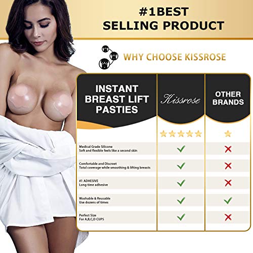 Nippleless Covers, Breast Lift Tape, Silicone Breast Lift Pasties 4.3inch Diameter (1 Pair Flower) - Thumbnail 2