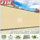 ColourTree 6' x 50' Beige Fence Privacy Screen Windscreen, Commercial Grade 170 GSM Heavy Duty, We Make Custom Size