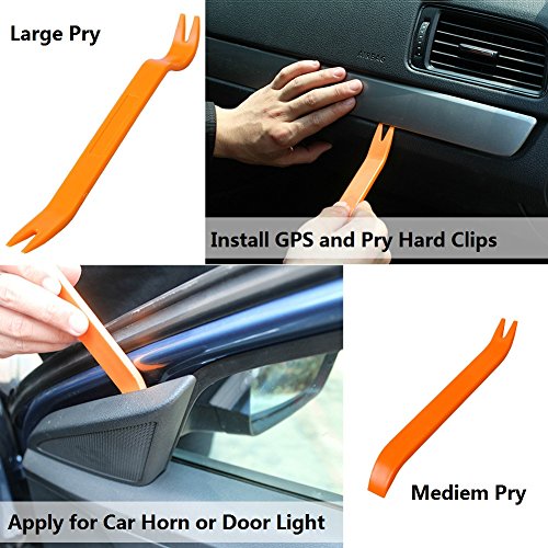 Auto Door Dash Panel Audio Trim Molding Install Removal Tool Kit with FREE Tool Bag 13 Pack, No-Scratch Car Body Radio Interior Upholstery Repair Pry Bar Set, VIWIEU Auto Stereo Modification Tools