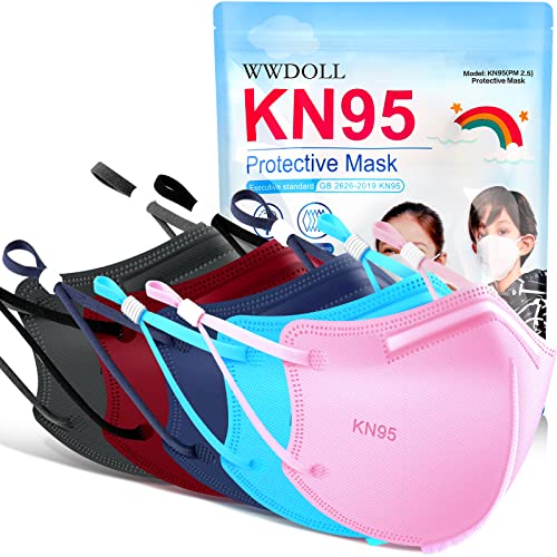 WWDOLL KN95 Face Masks for Kids 50 Pack, Multicolor Color Children's