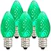 Holiday Lighting Outlet Faceted C7 Christmas Lights | Green LED Light Bulbs Holiday Decoration | Warm Christmas Decor for Indoor & Outdoor Use | 2 SMD LEDs in Each Light Bulb | Set of 25