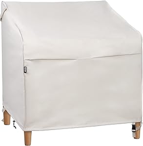 Univivi Large Patio Furniture Chair Covers [1-Pack] Waterproof 600D Oxford Fabric Lounge Deep Seat Cover Patio Outdoor Heavy Duty Patio Chairs Cover (Beige, 32