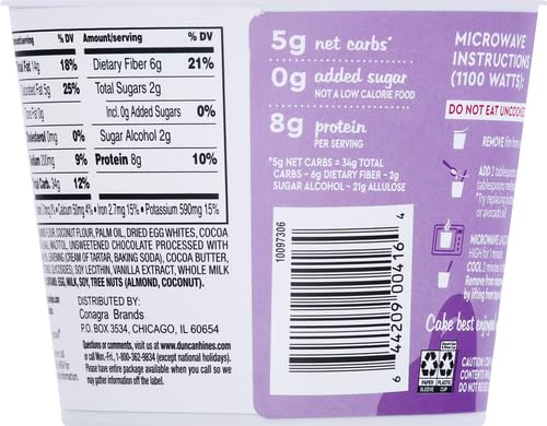 DUNCAN HINES KETO FRIENDLY DOUBLE CHOCOLATE CAKE MIX CUP, ZERO ADDED SUGAR, GLUTEN FREE, 2.1 OZ.
