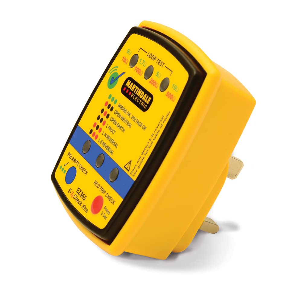 Martindale EZ365 Socket, Earth Loop and RCD Tester, Yellow, 65 x 80 x 59 mm
