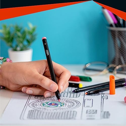 Intensity Feutres de Coloriage Encre Lavable à Base d'Eau - Corps Noir - Couleurs Assorties, Pack de 24