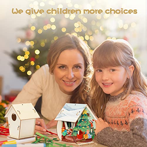 2 Pack Bird House Kit, DIY Bird House Kit for Children to Build, Paint Birdhouse, Crafts for Kids Ages 4-8 8-12, Christmas Gifts for Kids (Small)…