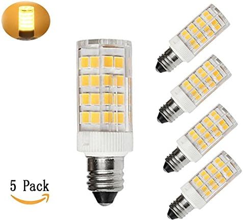 E11 led bulb Dimmable, Mini Candelabra Base, 5W Bulb 50W Halogen Replacement Lights, T4 JD 110V/120V/130V, Warm White 3000K(5 Pack)