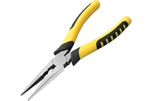 Serqd Premium 8-Inch Needle Nose Pliers, Heavy-Duty Steel Long Nose Cutting Pliers with Wire Cutter, Paper Clamp Precision, Anti-Slip Comfort Grip for Home, Fishing, Jewelry and Crafts