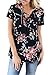 AlvaQ Women Summer Sexy Tunic Floral Short Sleeve Blouses and Shirt Casual Top Plus Size XL Black