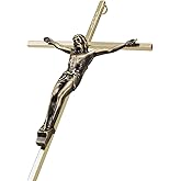 ACHIBANG Gold Crucifix Wall Cross - 10" Catholic Metal Cross with Jesus & INRI, Faith Decor for Wall or Door Display