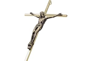 ACHIBANG Gold Crucifix Wall Cross - 10" Catholic Metal Cross with Jesus & INRI, Faith Decor for Wall or Door Display