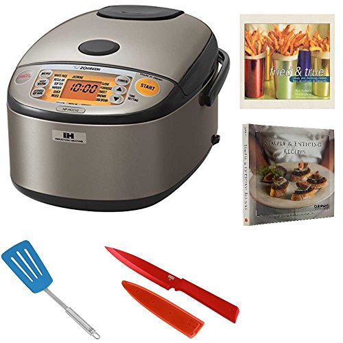 Zojirushi NP-HCC10XH Induction Heating System Rice Cooker and Warmer, 1 L Includes Large Slotted Turner, Knife and Two Cookbooks