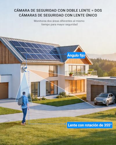E T EASYTAO C220 Cámara de Seguridad Exterior 2-1 Lente Doble 2K 3MP, Camara WiFi 5Ghz/Conexión por Ethernet con Visión Nocturna a Todo Color, App Tris Home o Icsee, Detección de Movimiento, IP66