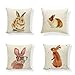 PSDWETS Easter Rabbit Home Decor Pillow Covers Set of 4 Cotton Linen Cute Bunny Throw Pillow Case Cushion Cover 18 X 18
